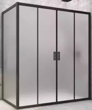 Душевой угол-ограждение «Vegas Glass» Z2P+ZPV Novo h2000 185/100 сатин/чёрный матовый без поддона универсальный