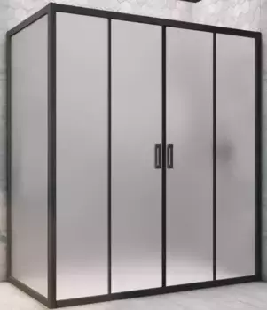 Душевой угол-ограждение «Vegas Glass» Z2P+ZPV Novo h2000 210/100 сатин/чёрный матовый без поддона универсальный