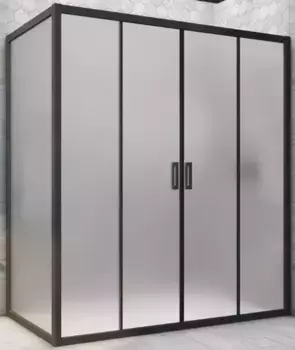 Душевой угол-ограждение «Vegas Glass» Z2P+ZPV Novo h2000 220/100 сатин/чёрный матовый без поддона универсальный