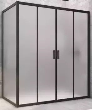 Душевой угол-ограждение «Vegas Glass» Z2P+ZPV Novo h2000 215/80 сатин/чёрный матовый без поддона универсальный