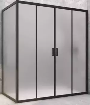 Душевой угол-ограждение «Vegas Glass» Z2P+ZPV Novo h2000 220/85 сатин/чёрный матовый без поддона универсальный
