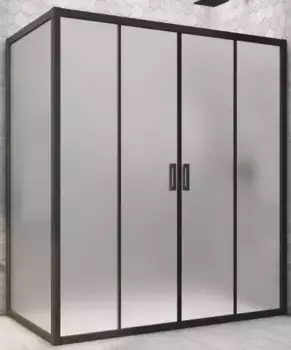 Душевой угол-ограждение «Vegas Glass» Z2P+ZPV Novo h2000 215/100 сатин/чёрный матовый без поддона универсальный