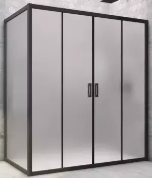 Душевой угол-ограждение «Vegas Glass» Z2P+ZPV Novo h2000 220/90 сатин/чёрный матовый без поддона универсальный