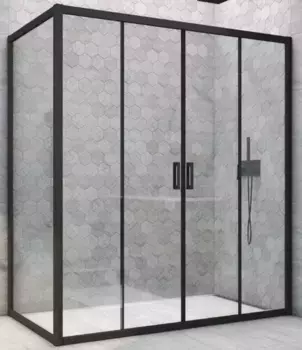 Душевой угол-ограждение «Vegas Glass» Z2P+ZPV Novo h2000 165/70 прозрачный/чёрный матовый без поддона универсальный