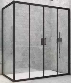 Душевой угол-ограждение «Vegas Glass» Z2P+ZPV Novo h2000 185/100 прозрачный/чёрный матовый без поддона универсальный