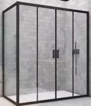 Душевой угол-ограждение «Vegas Glass» Z2P+ZPV Novo h2000 190/70 прозрачный/чёрный матовый без поддона универсальный