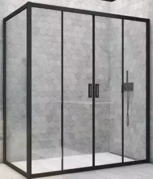 Душевой угол-ограждение «Vegas Glass» Z2P+ZPV Novo h2000 175/85 прозрачный/чёрный матовый без поддона универсальный