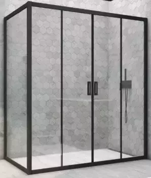 Душевой угол-ограждение «Vegas Glass» Z2P+ZPV Novo h2000 170/75 прозрачный/чёрный матовый без поддона универсальный