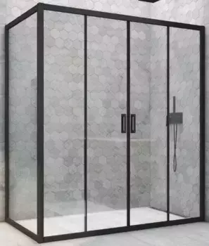 Душевой угол-ограждение «Vegas Glass» Z2P+ZPV Novo h2000 175/75 прозрачный/чёрный матовый без поддона универсальный