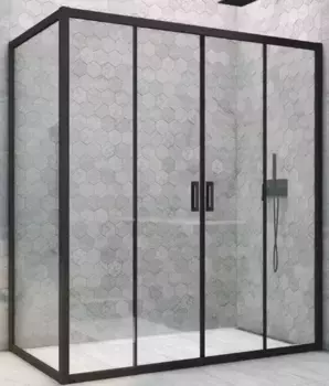Душевой угол-ограждение «Vegas Glass» Z2P+ZPV Novo h2000 160/95 прозрачный/чёрный матовый без поддона универсальный