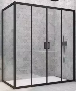 Душевой угол-ограждение «Vegas Glass» Z2P+ZPV Novo h2000 165/80 прозрачный/чёрный матовый без поддона универсальный
