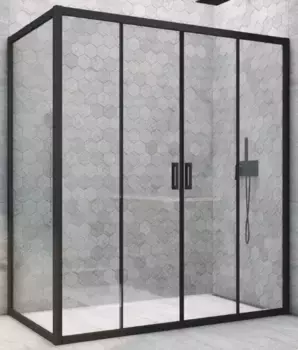 Душевой угол-ограждение «Vegas Glass» Z2P+ZPV Novo h2000 165/95 прозрачный/чёрный матовый без поддона универсальный