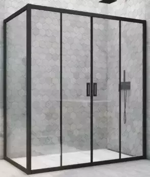 Душевой угол-ограждение «Vegas Glass» Z2P+ZPV Novo h2000 150/95 прозрачный/чёрный матовый без поддона универсальный