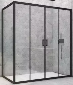 Душевой угол-ограждение «Vegas Glass» Z2P+ZPV Novo h2000 155/90 прозрачный/чёрный матовый без поддона универсальный