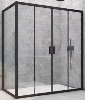 Душевой угол-ограждение «Vegas Glass» Z2P+ZPV Novo h2000 175/80 прозрачный/чёрный матовый без поддона универсальный