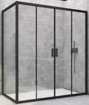 Душевой угол-ограждение «Vegas Glass» Z2P+ZPV Novo h2000 165/85 прозрачный/чёрный матовый без поддона универсальный
