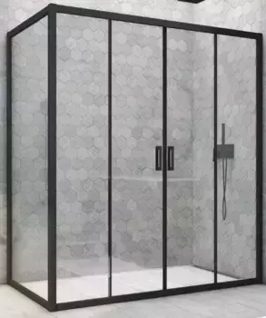 Душевой угол-ограждение «Vegas Glass» Z2P+ZPV Novo h2000 170/85 прозрачный/чёрный матовый без поддона универсальный