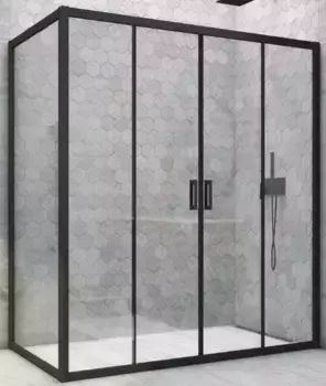 Душевой угол-ограждение «Vegas Glass» Z2P+ZPV Novo h2000 170/90 прозрачный/чёрный матовый без поддона универсальный