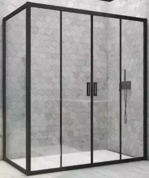 Душевой угол-ограждение «Vegas Glass» Z2P+ZPV Novo h2000 190/80 прозрачный/чёрный матовый без поддона универсальный