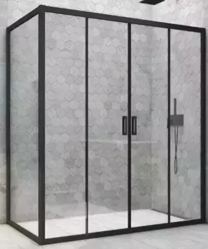 Душевой угол-ограждение «Vegas Glass» Z2P+ZPV Novo h2000 150/70 прозрачный/чёрный матовый без поддона универсальный