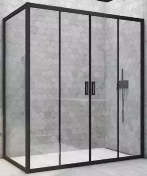 Душевой угол-ограждение «Vegas Glass» Z2P+ZPV Novo h2000 160/70 прозрачный/чёрный матовый без поддона универсальный
