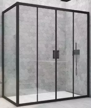 Душевой угол-ограждение «Vegas Glass» Z2P+ZPV Novo h2000 180/95 прозрачный/чёрный матовый без поддона универсальный