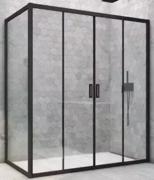 Душевой угол-ограждение «Vegas Glass» Z2P+ZPV Novo h2000 190/75 прозрачный/чёрный матовый без поддона универсальный