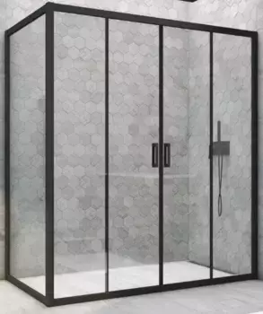Душевой угол-ограждение «Vegas Glass» Z2P+ZPV Novo h2000 190/85 прозрачный/чёрный матовый без поддона универсальный