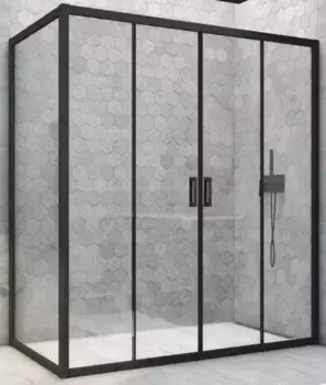 Душевой угол-ограждение «Vegas Glass» Z2P+ZPV Novo h2000 195/100 прозрачный/чёрный матовый без поддона универсальный