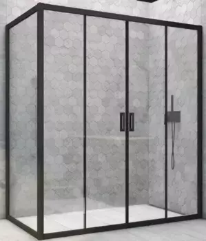 Душевой угол-ограждение «Vegas Glass» Z2P+ZPV Novo h2000 200/90 прозрачный/чёрный матовый без поддона универсальный