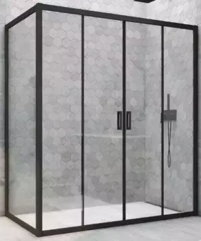 Душевой угол-ограждение «Vegas Glass» Z2P+ZPV Novo h2000 215/70 прозрачный/чёрный матовый без поддона универсальный