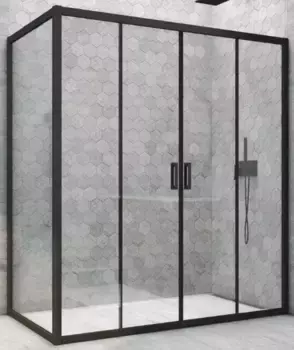 Душевой угол-ограждение «Vegas Glass» Z2P+ZPV Novo h2000 195/85 прозрачный/чёрный матовый без поддона универсальный