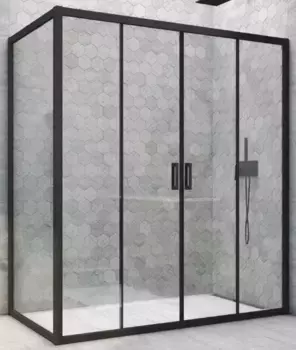 Душевой угол-ограждение «Vegas Glass» Z2P+ZPV Novo h2000 200/95 прозрачный/чёрный матовый без поддона универсальный