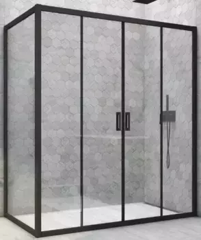 Душевой угол-ограждение «Vegas Glass» Z2P+ZPV Novo h2000 190/90 прозрачный/чёрный матовый без поддона универсальный