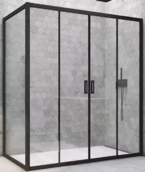 Душевой угол-ограждение «Vegas Glass» Z2P+ZPV Novo h2000 195/95 прозрачный/чёрный матовый без поддона универсальный