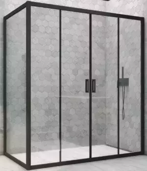 Душевой угол-ограждение «Vegas Glass» Z2P+ZPV Novo h2000 200/85 прозрачный/чёрный матовый без поддона универсальный