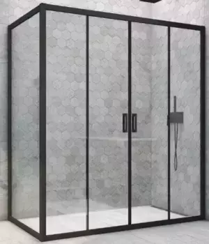 Душевой угол-ограждение «Vegas Glass» Z2P+ZPV Novo h2000 210/80 прозрачный/чёрный матовый без поддона универсальный