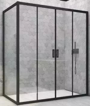 Душевой угол-ограждение «Vegas Glass» Z2P+ZPV Novo h2000 220/85 прозрачный/чёрный матовый без поддона универсальный