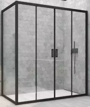 Душевой угол-ограждение «Vegas Glass» Z2P+ZPV Novo h2000 205/90 прозрачный/чёрный матовый без поддона универсальный