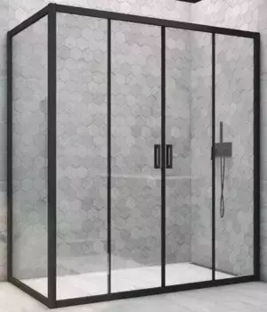 Душевой угол-ограждение «Vegas Glass» Z2P+ZPV Novo h2000 220/75 прозрачный/чёрный матовый без поддона универсальный