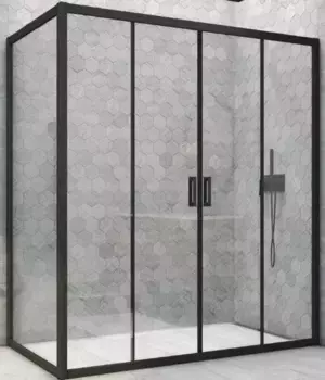 Душевой угол-ограждение «Vegas Glass» Z2P+ZPV Novo h2000 205/70 прозрачный/чёрный матовый без поддона универсальный
