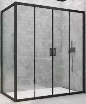 Душевой угол-ограждение «Vegas Glass» Z2P+ZPV Novo h2000 195/70 прозрачный/чёрный матовый без поддона универсальный