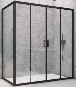 Душевой угол-ограждение «Vegas Glass» Z2P+ZPV Novo h2000 195/90 прозрачный/чёрный матовый без поддона универсальный