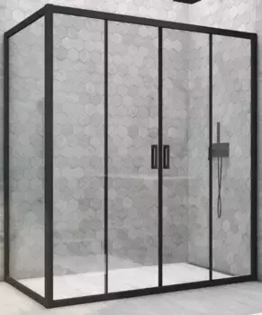 Душевой угол-ограждение «Vegas Glass» Z2P+ZPV Novo h2000 200/100 прозрачный/чёрный матовый без поддона универсальный