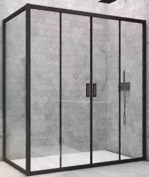 Душевой угол-ограждение «Vegas Glass» Z2P+ZPV Novo h2000 205/95 прозрачный/чёрный матовый без поддона универсальный