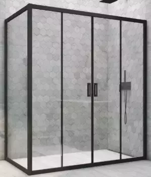 Душевой угол-ограждение «Vegas Glass» Z2P+ZPV Novo h2000 210/100 прозрачный/чёрный матовый без поддона универсальный