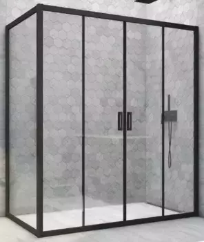 Душевой угол-ограждение «Vegas Glass» Z2P+ZPV Novo h2000 220/70 прозрачный/чёрный матовый без поддона универсальный