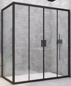 Душевой угол-ограждение «Vegas Glass» Z2P+ZPV Novo h2000 205/100 прозрачный/чёрный матовый без поддона универсальный