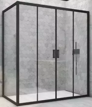 Душевой угол-ограждение «Vegas Glass» Z2P+ZPV Novo h2000 210/70 прозрачный/чёрный матовый без поддона универсальный