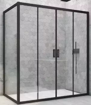 Душевой угол-ограждение «Vegas Glass» Z2P+ZPV Novo h2000 155/70 Crystal vision/чёрный матовый без поддона универсальный